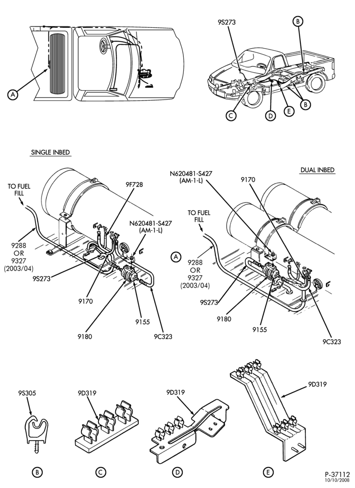 Схема 8-цил. 5,4 л - (BI-FUEL) - CNG/GAS - LPG/GAS-Fuel filter & fuel line assembly - LPG/GAS