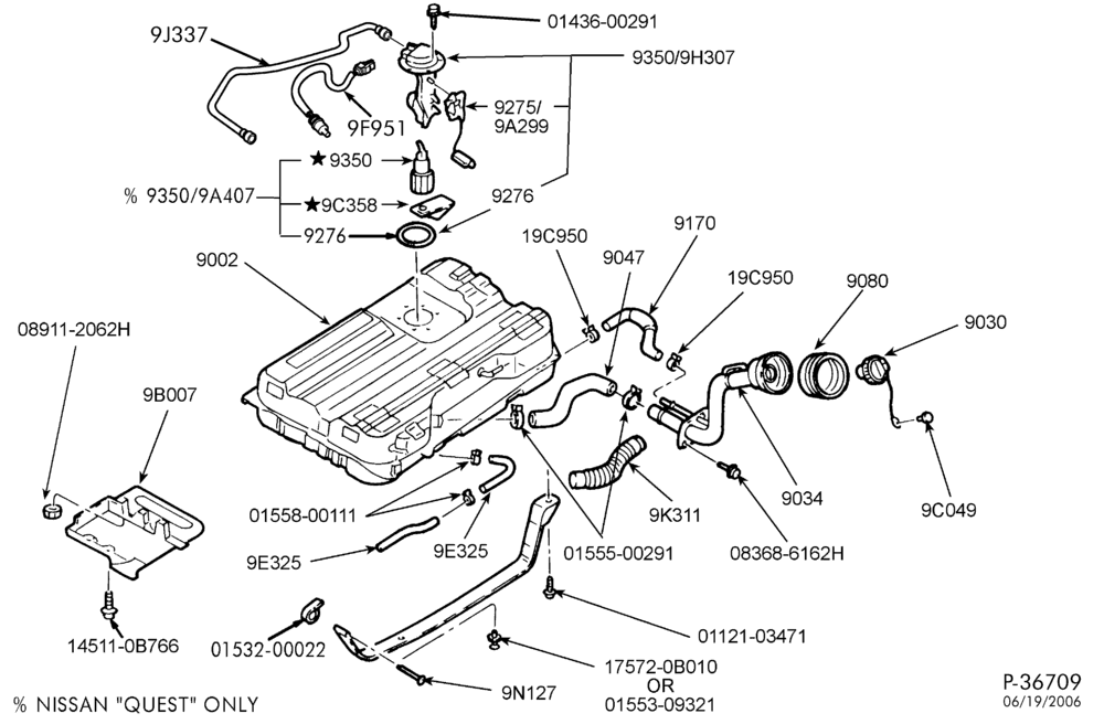 Схема MANIFOLDS, THERMOSTATS & EMISSION PARTS-Fuel tank, pump & sensor