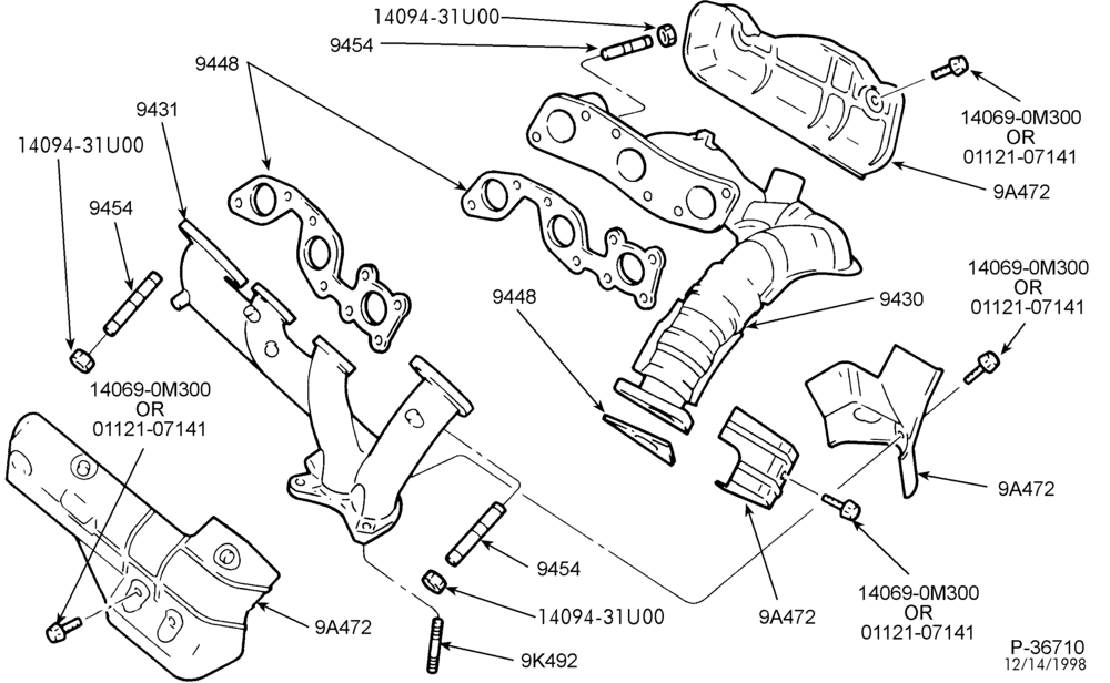 Схема FUEL SYSTEM AND CALIBRATION-Manifold & related parts - exhaust - without California emissions