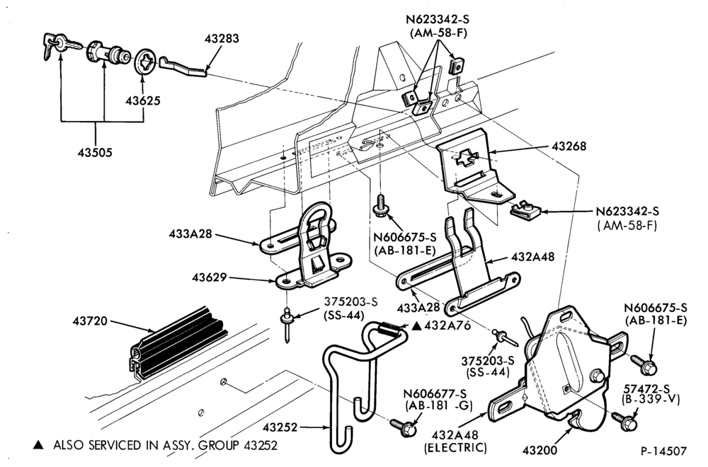 Схема ROOF-Latch parts - luggage compartment - Ford