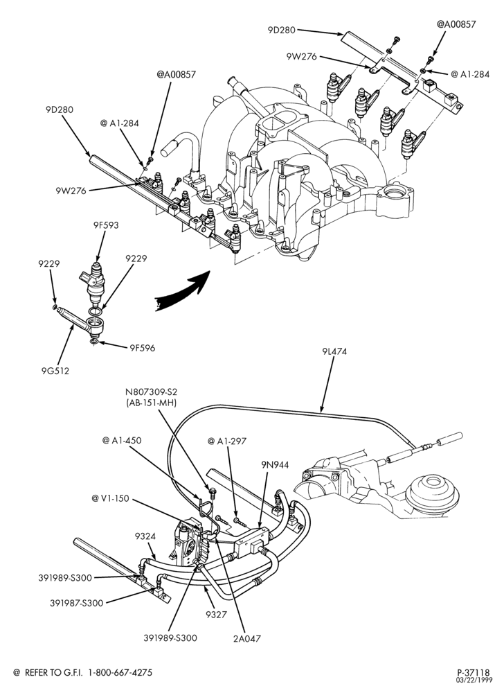 Схема 8-цил. 5,4 л - (BI-FUEL)-Fuel introduction system - LPG/GAS