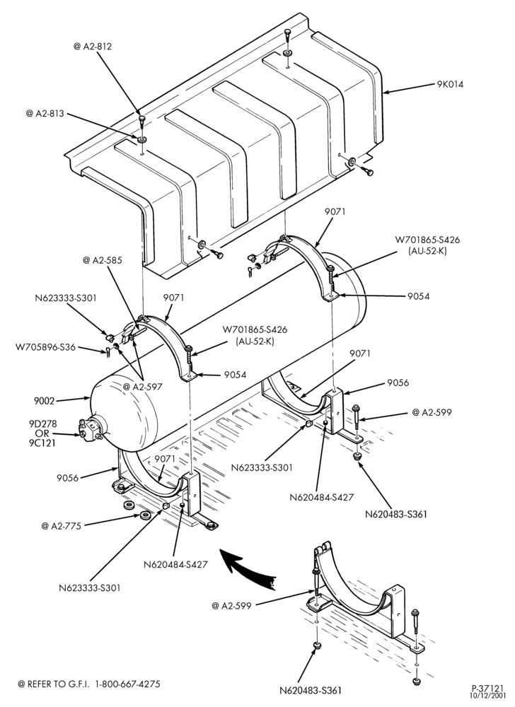 Схема 8-цил. 5,4 л - (BI-FUEL)-Single in-bed tank assembly - Regular Cab - CNG/GAS