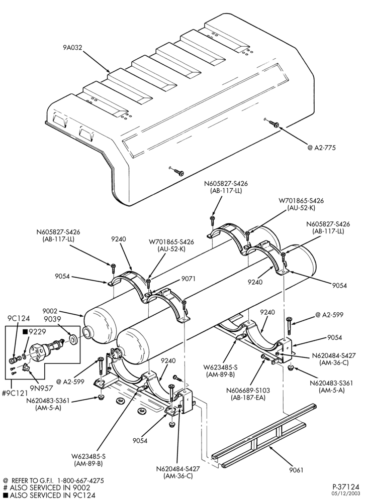 Схема 8-цил. 5,4 л - (BI-FUEL)-Dual in-bed tank assembly - Regular Cab - CNG/GAS