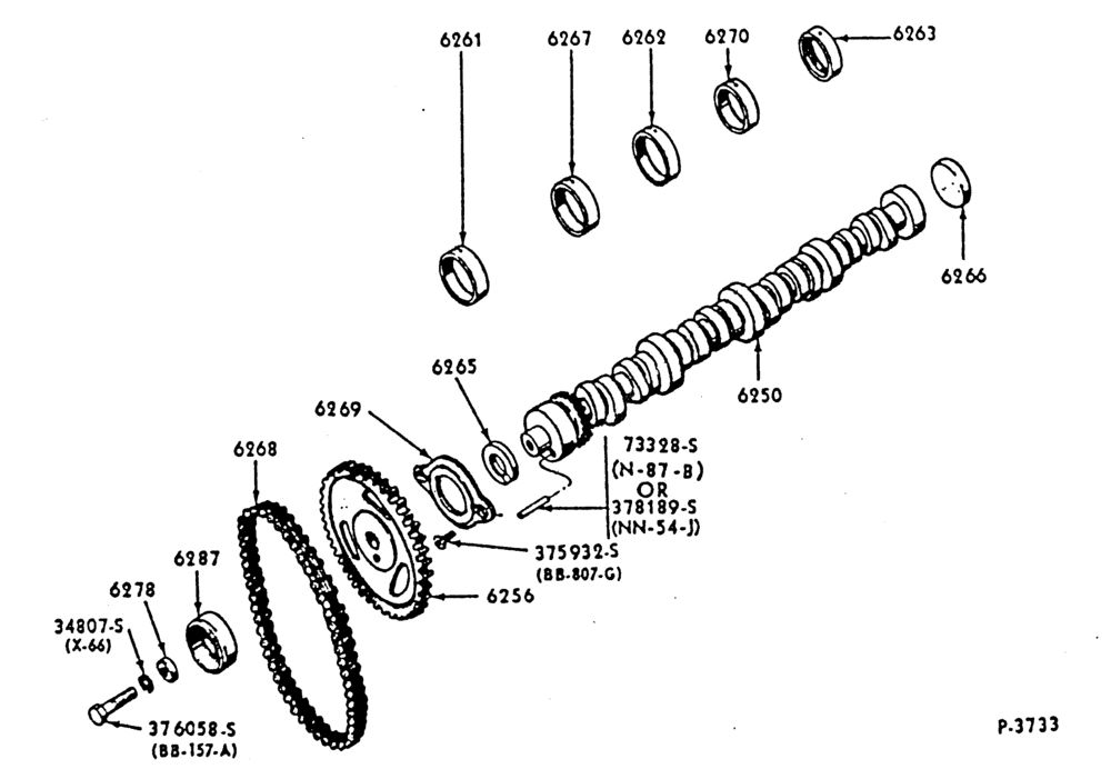 Схема 8 CYL. 5.0L (302 C.I.D.)-Camshaft, gear and bearings