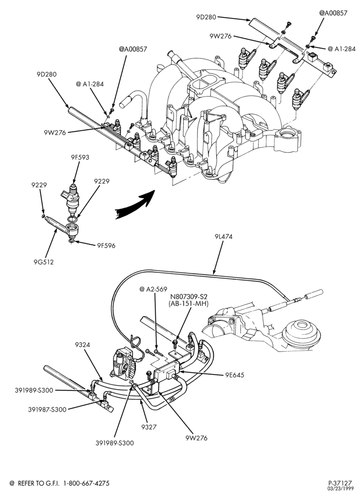 Схема 8-цил. 5,4 л - (BI-FUEL) - CNG/GAS - LPG/GAS-Fuel introduction system - E150/250 - CNG/GAS