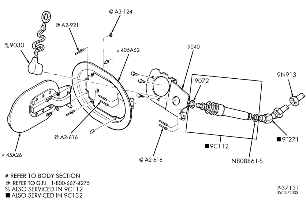 Схема 8-цил. 5,4 л - (BI-FUEL) - CNG/GAS - LPG/GAS-Fuel fill assembly - E150/250 - CNG/GAS