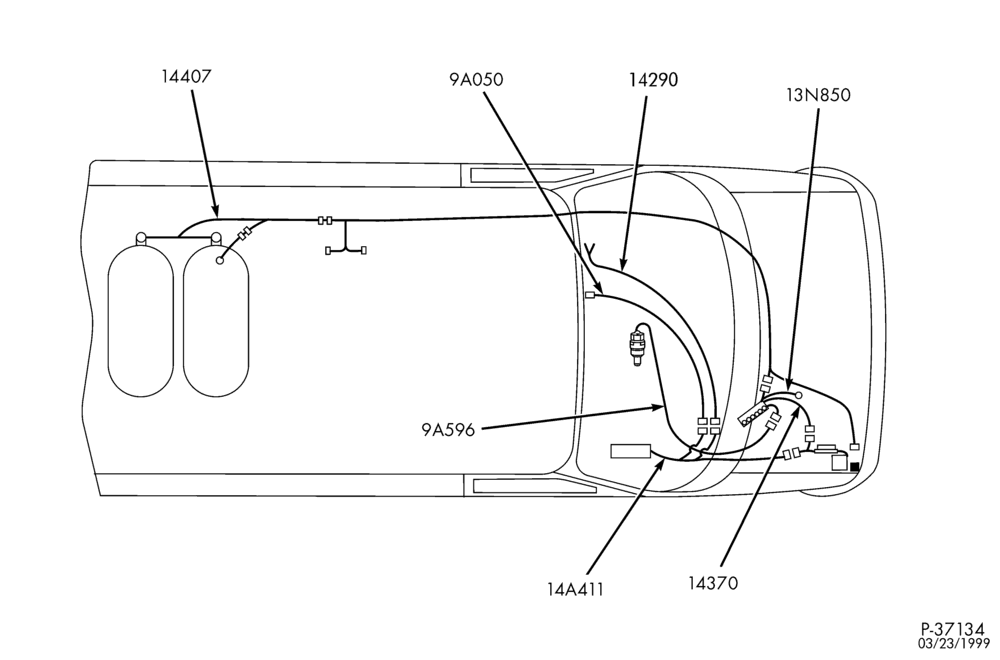 Схема 8-цил. 5,4 л - (BI-FUEL) - CNG/GAS - LPG/GAS-Wire harness assembly - E150/250 - CNG/GAS