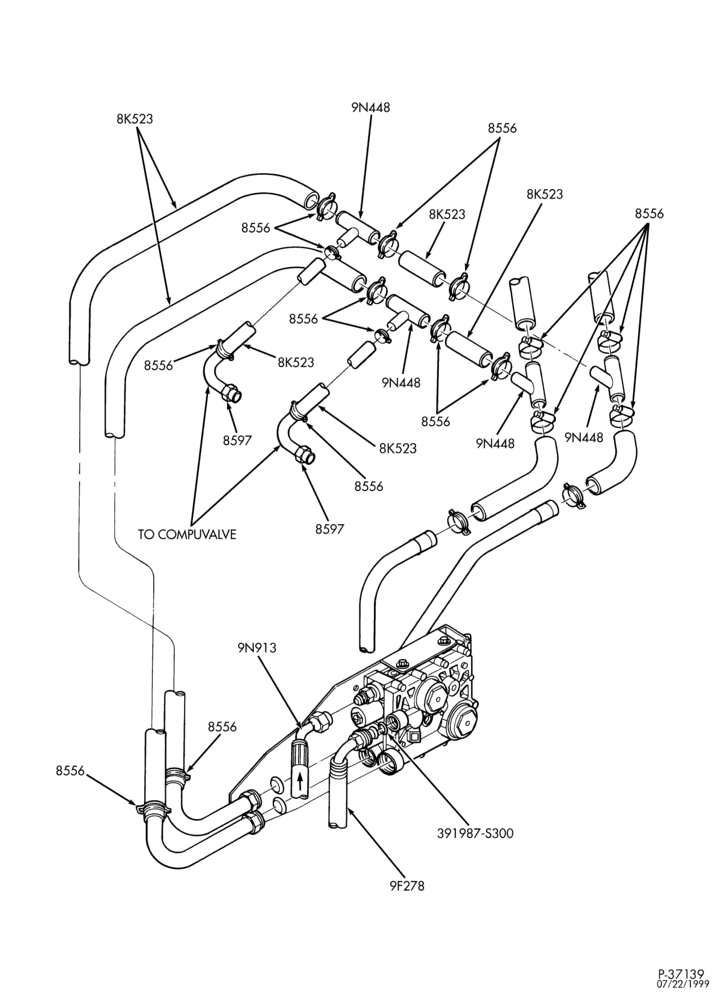Схема 8-цил. 5,4 л - (BI-FUEL) - CNG/GAS - LPG/GAS-Coolant hose assembly - E150/250 - LPG/GAS