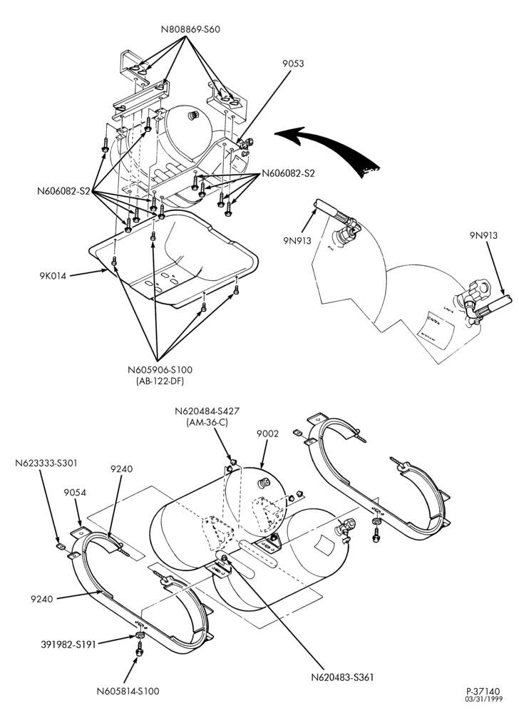 Схема 8-цил. 5,4 л - (BI-FUEL) - CNG/GAS - LPG/GAS-Dual aft of axle tank assembly - E150/250 - LPG/GAS