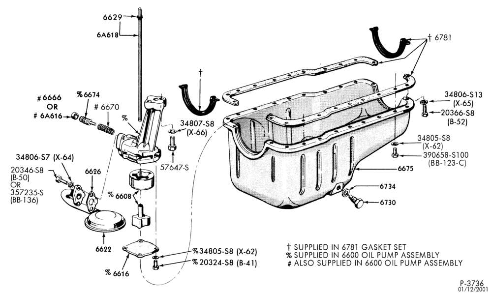 Схема 8 CYL. 5.0L-Oil pan, oil pump & related parts-U150