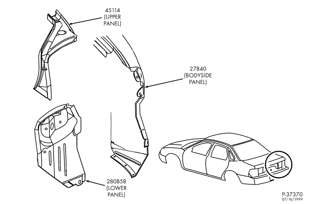 Схема SHEET METAL-Trough tail lamp pocket
