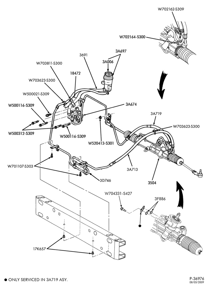 Схема STEERING-Power steering hose & pump - Zetec