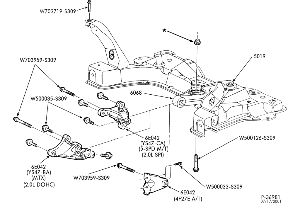 Схема FRONT SPRING AND STABILIZERS-Crossmember - with roll restrictors