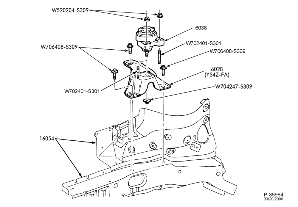Схема 4 CYL. 2.0L - DOHC-Engine mounting brackets installation