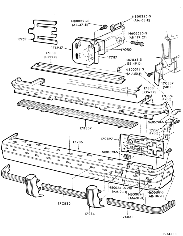 Схема SPEEDOMETER, BUMPERS, MIRRORS AND WIPERS-Bumper- rear - body type 74