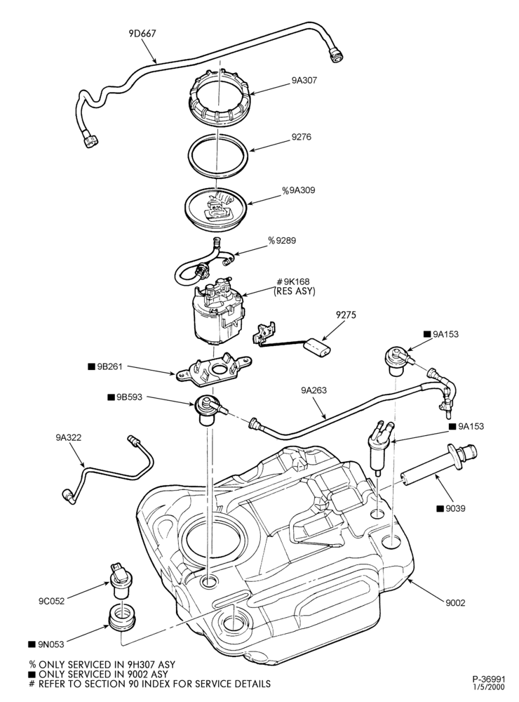 Схема 4 CYL. 2.0L - EXC. DOHC-Fuel system - tank installation - Page A