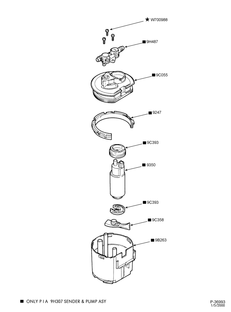 Схема 4 CYL. 2.0L - EXC. DOHC-Fuel system - tank reservoir & related parts