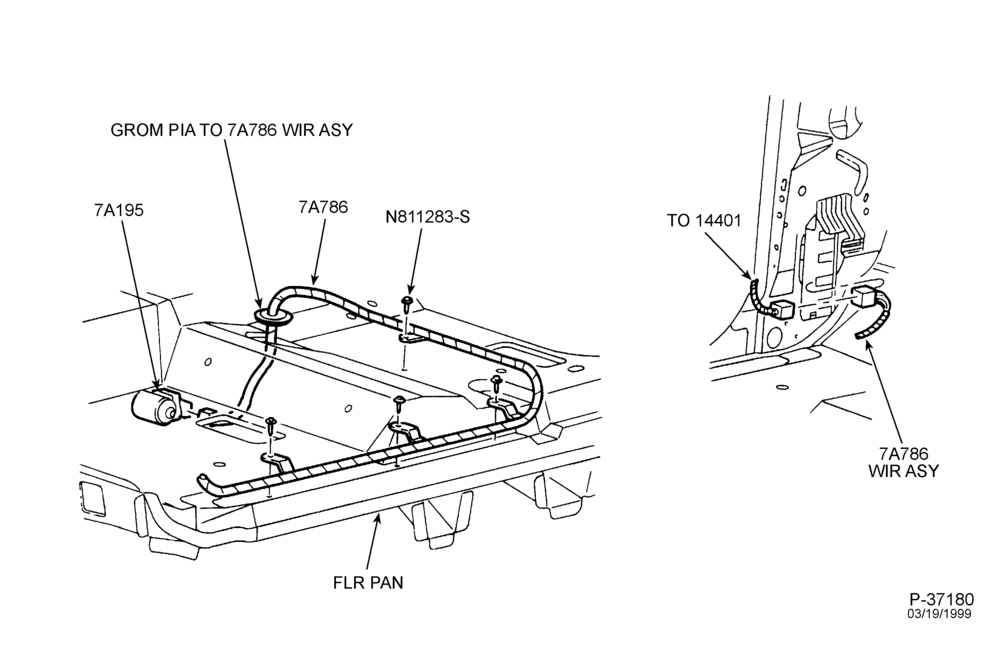 Схема WIRE ASSEMBLY - TRANSFER CASE SHIFT CONTROL-Regular & SuperCab-F150 & 250