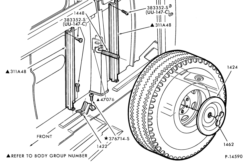 Схема SPARE WHEEL CARRIERS-(Super Van/Wagon)-E150/350