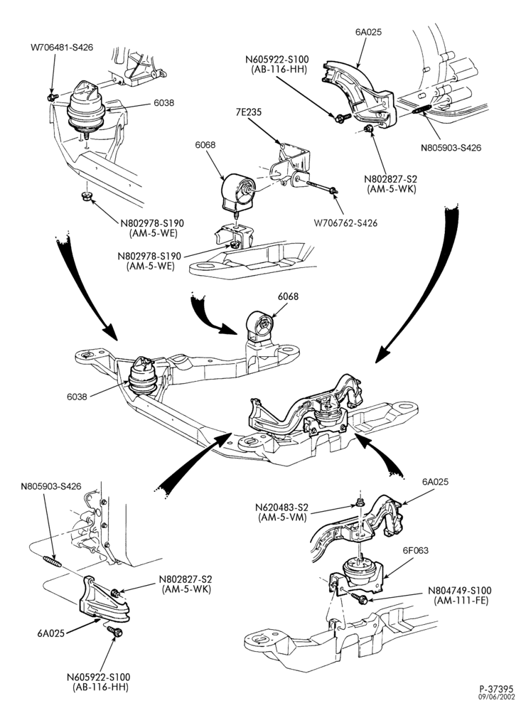 Схема 6 CYL. 3.0L - DOHC-Engine supports - AX4N - Page A