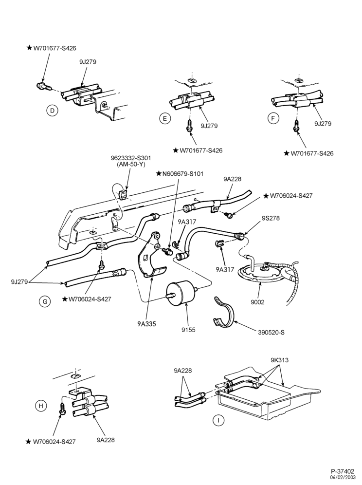 Схема 6 CYL. 3.0L - DOHC-Fuel system - line installation - Page B