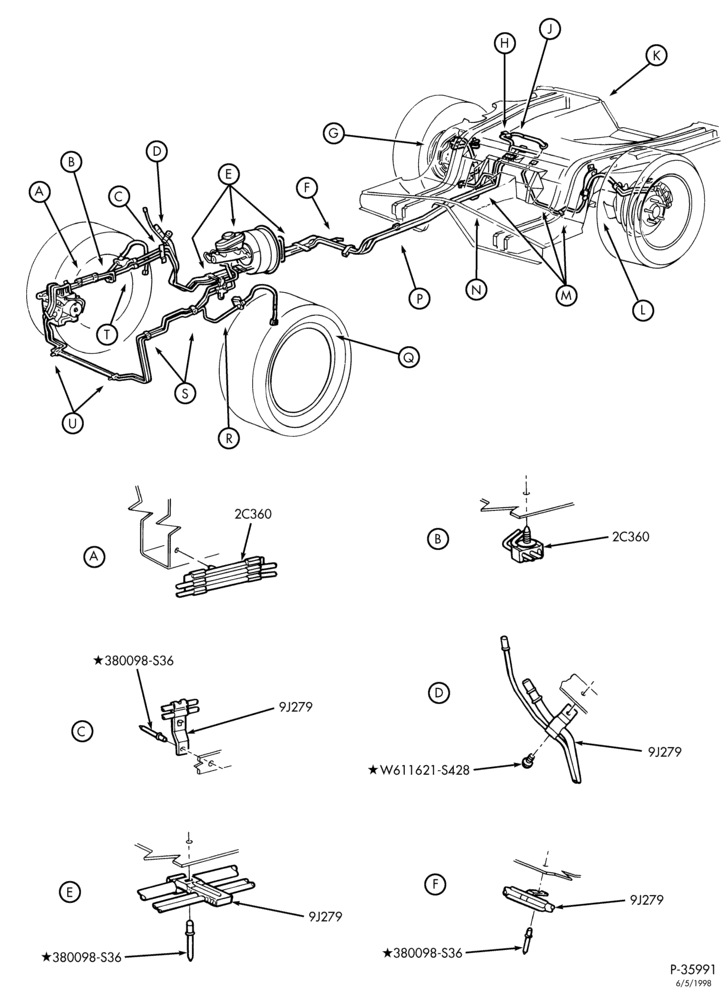 Схема BRAKES-Brake system - with ABS & T/C - 6 cyl. 3.8L - Page A