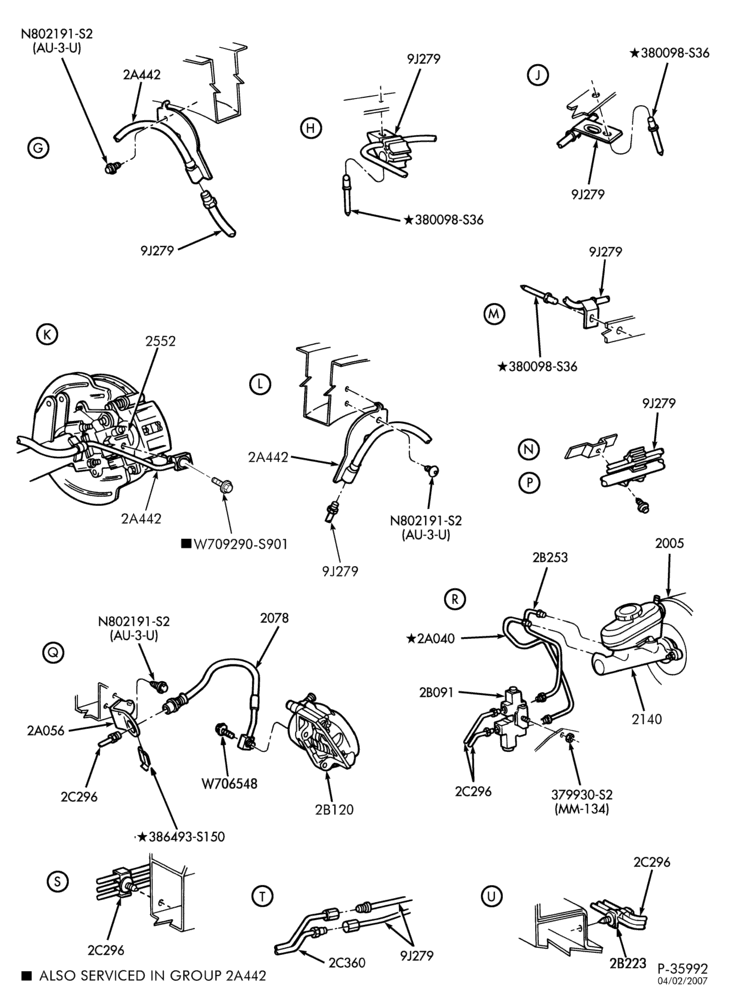 Схема BRAKES-Brake system - with ABS & T/C - 6 cyl. 3.8L - Page B