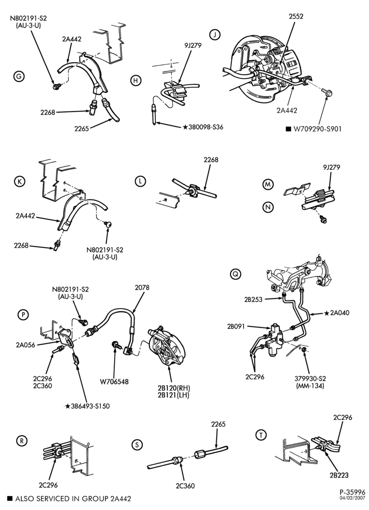 Схема BRAKES-Brake system - with ABS & hydroboost - without T/C - 8 cyl. 4.6L - Page B
