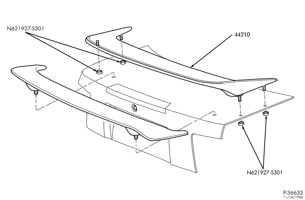 Схема LIFT/TAILGATE, LUGGAGE & BACK WINDOW-Spoiler & related parts