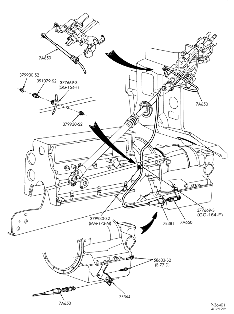 Схема AT 545-SHIFT MECHANISM - Selector control cable - AT 545-F650/750