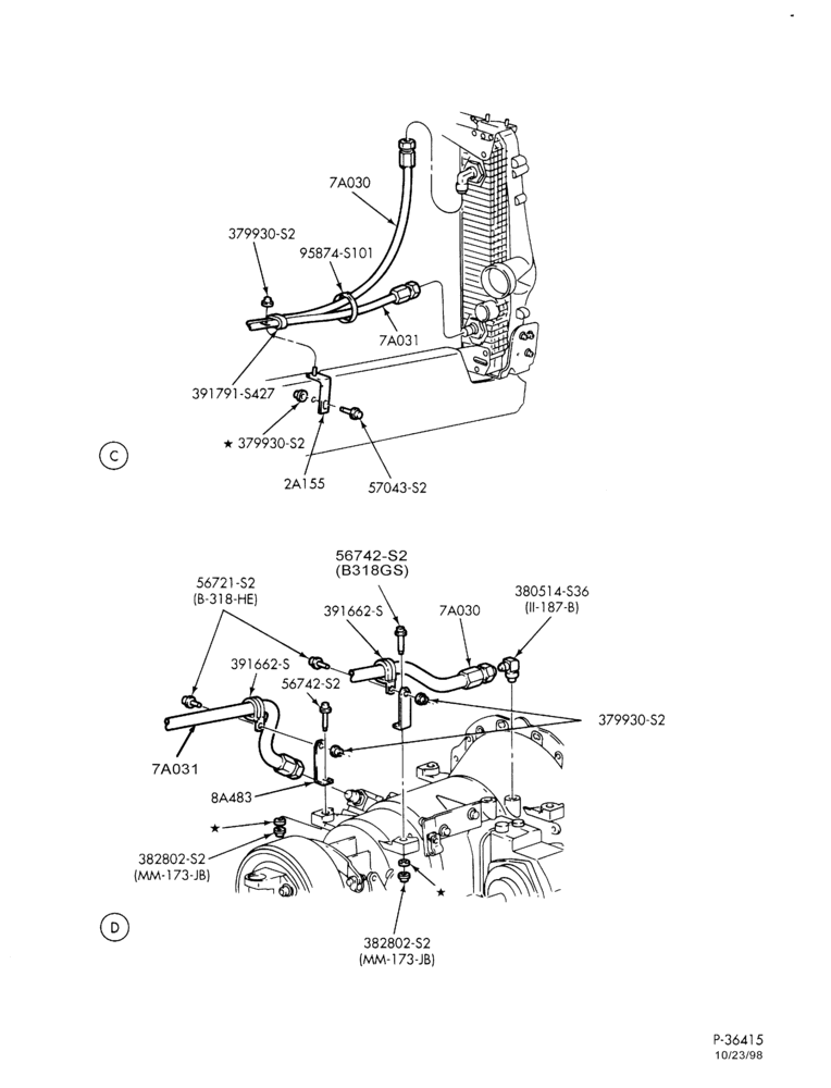 Схема AT 545-Fluid cooling system - AT 545 - 8 cyl. 7.3L Powerstroke - Page B-F650/750