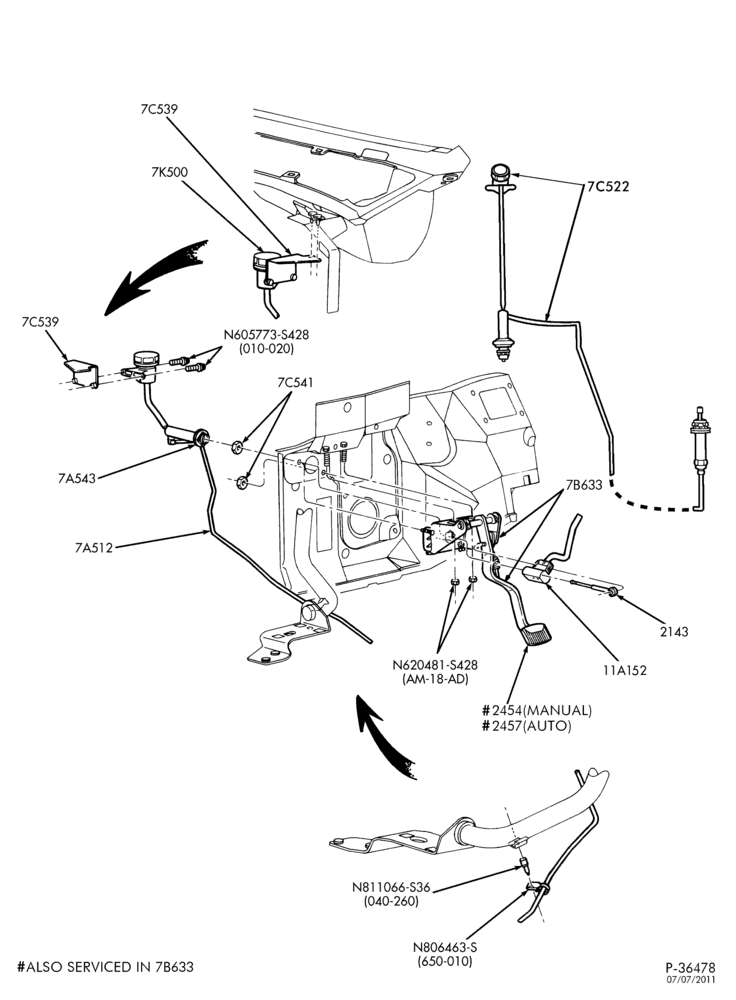 Схема EXTERNAL PARTS-CLUTCH & BRAKE PEDAL PARTS - Clutch pedal controls & related parts-F650/750
