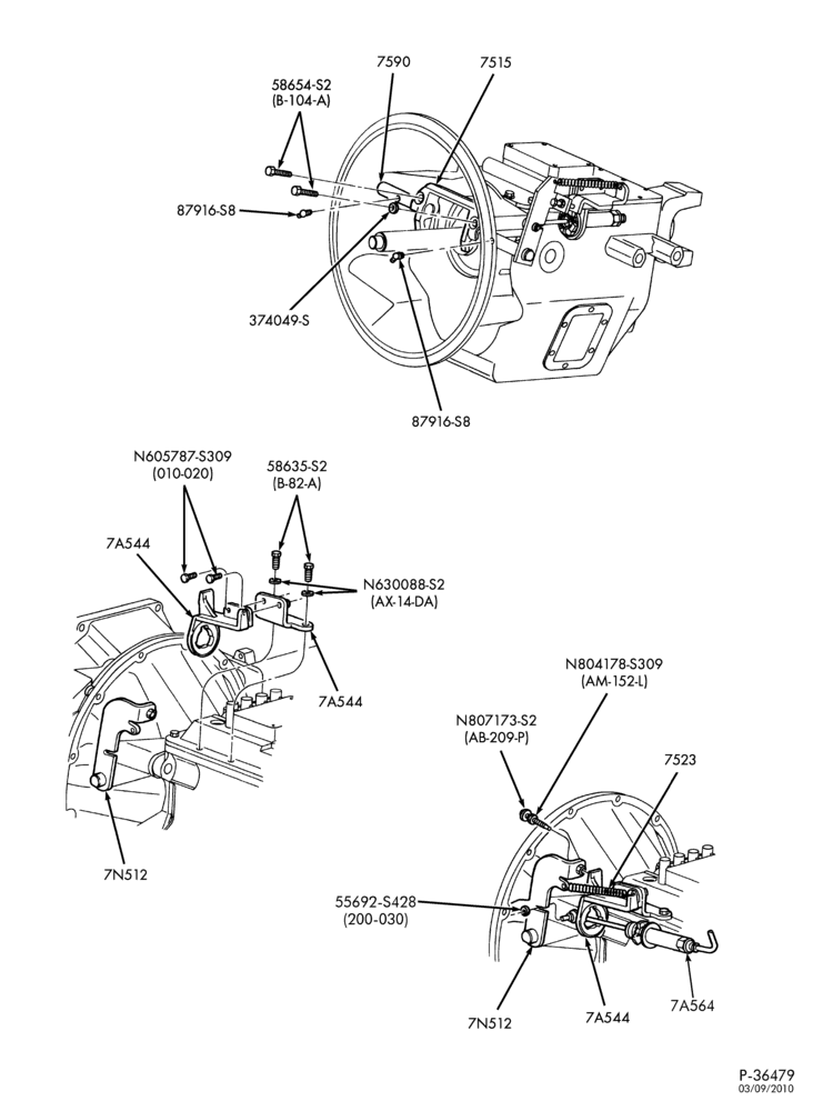 Схема EXTERNAL PARTS-CLUTCH & BRAKE PEDAL PARTS - Hydraulic clutch linkage-F650/750