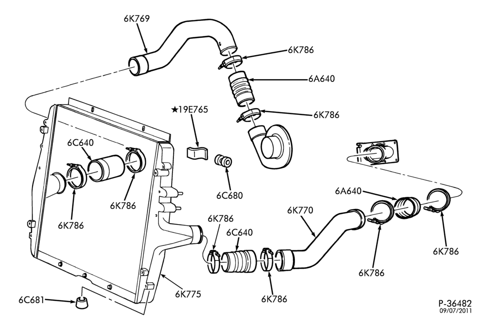Схема 6 CYL. 7.2L CATERPILLAR 3126-Intercooler & hoses-F650/750