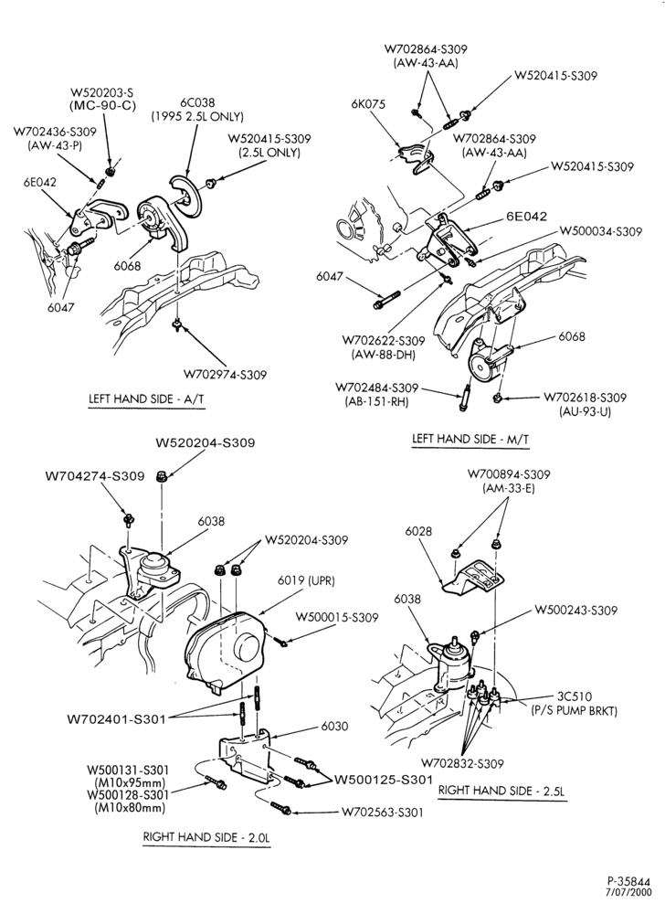 Схема 6 CYL. 2.5L - DOHC-Engine supports