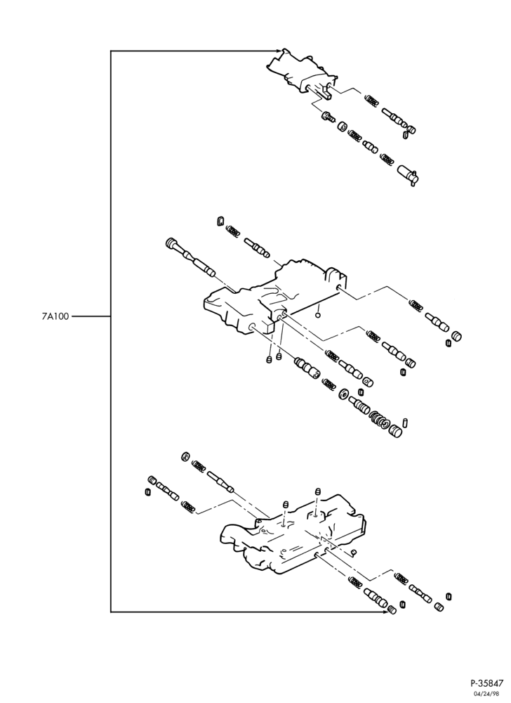 Схема F4E-III TYPE - INTERNAL PARTS-Main control valve body (7A100) - Page B