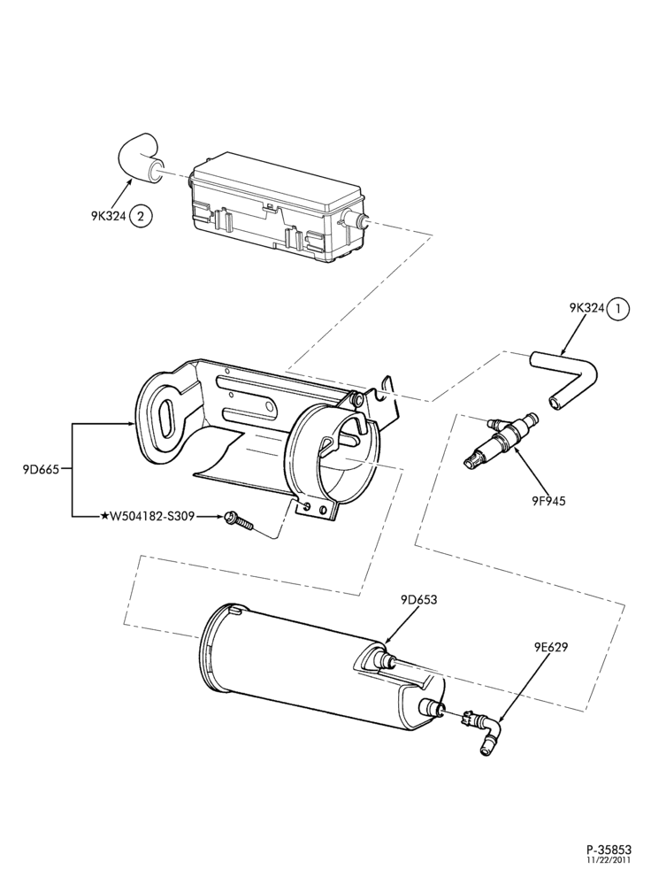 Схема 6 CYL. 3.0L - EXC. SOHC-Fuel vapor canister & related parts