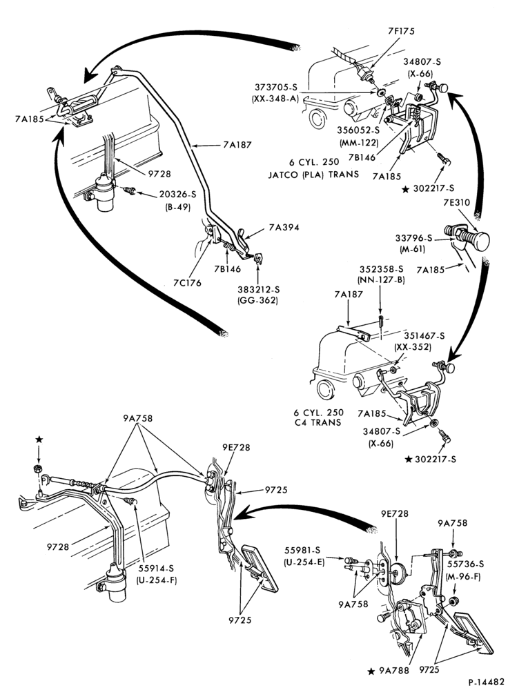 Схема 6 CYL. 4.1L (250 C.I.D.)-Accelerator linkage
