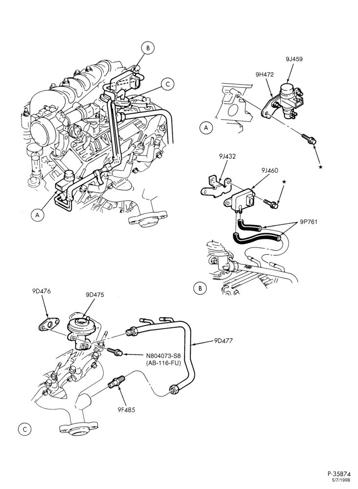 Схема 6 CYL. 3.0L - EXC. SOHC-Emission system - exhaust gas recirculation (E.G.R.)