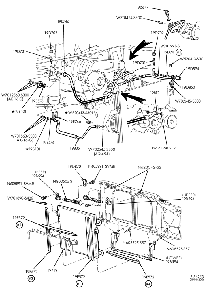 Схема AIR CONDITIONING-Condenser & hoses - 6 cyl. 3.0L-R
