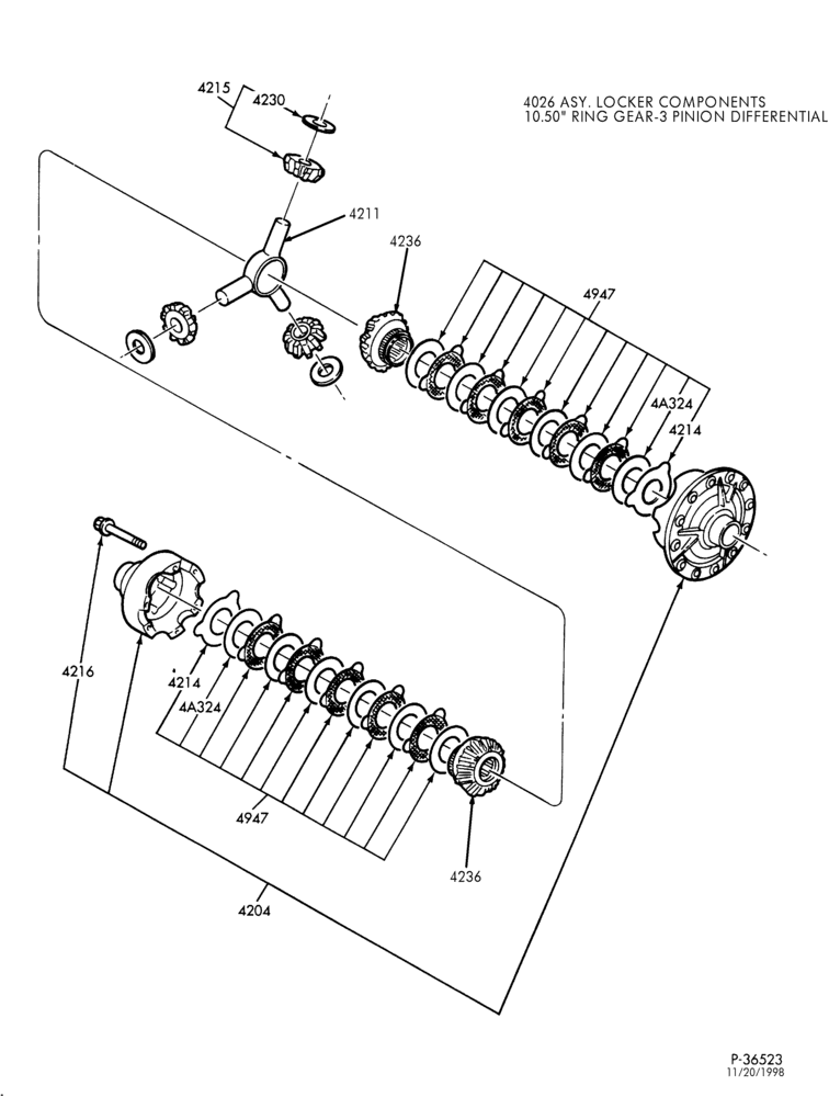 Схема REAR AXLE-REAR AXLE- Locking differential - Ford model WDG-L1