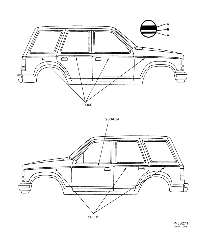 Схема Комплект декоративных полос - 4 DOOR - XLT