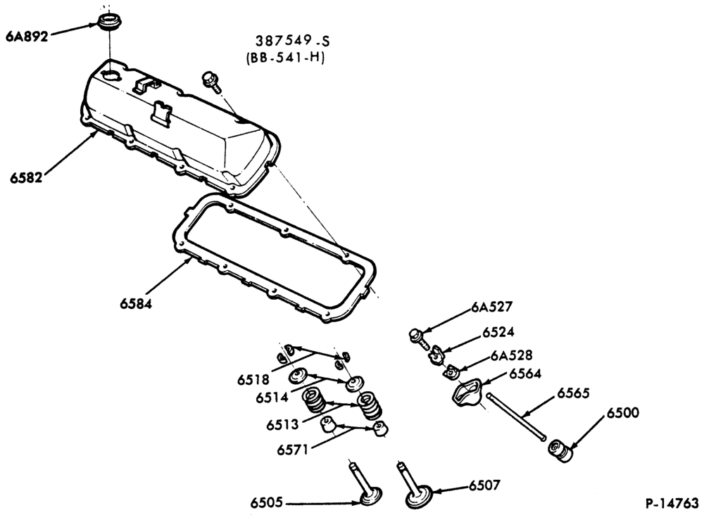 Схема 8 CYL. 6.1L AND 7.0L (370 AND 429 C.I.D.) GAS-VALVES, PUSHRODS, ROCKER ARM COVER