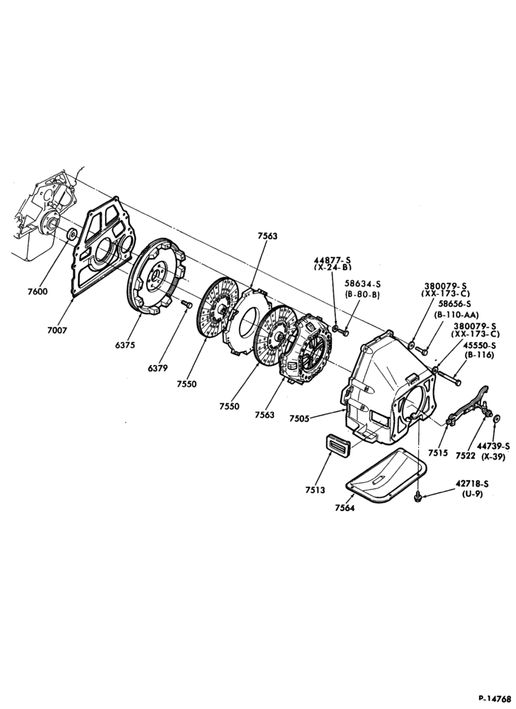 Схема EXTERNAL PARTS-(1980/87)- dual plate - 8 cyl. 370 and 429 gas-B600/700