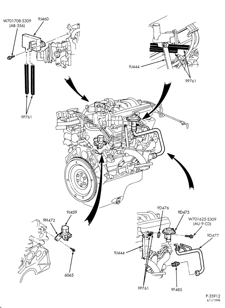 Схема 6 CYL. 3.0L - EXC. SOHC-Emission system - exhaust gas recirculation (E.G.R.)