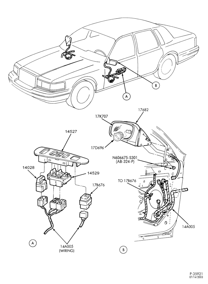Схема SPEEDOMETER, BUMPERS, MIRRORS AND WIPERS-Mirror - outside - electric - with thermometer