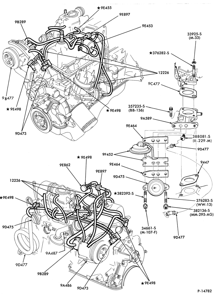 Схема 6 CYL. 4.1L (250 C.I.D.)-recirculation (E.G.R.)- Calif. only