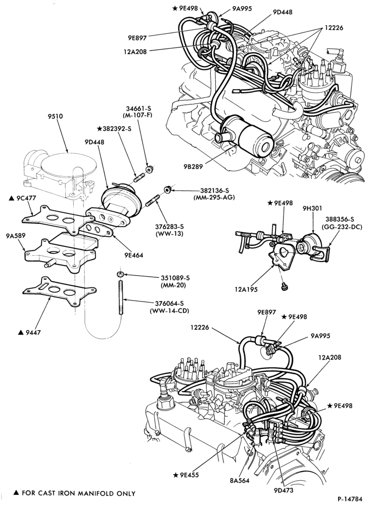 Схема 8 CYL. 5.0L (302 C.I.D.)-recirculation (E.G.R.)- Calif. only