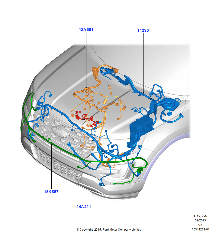 Схема Проводка двигателя и КПП, 2.3L EcoBoost; 04.05.2015–03.03.2019