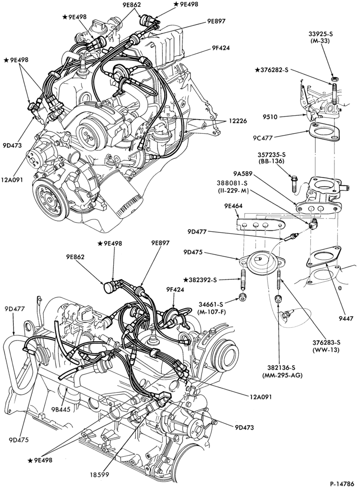 Схема 6 CYL. 3.3L (200 C.I.D.)-recirculation (E.G.R.)- Calif. only
